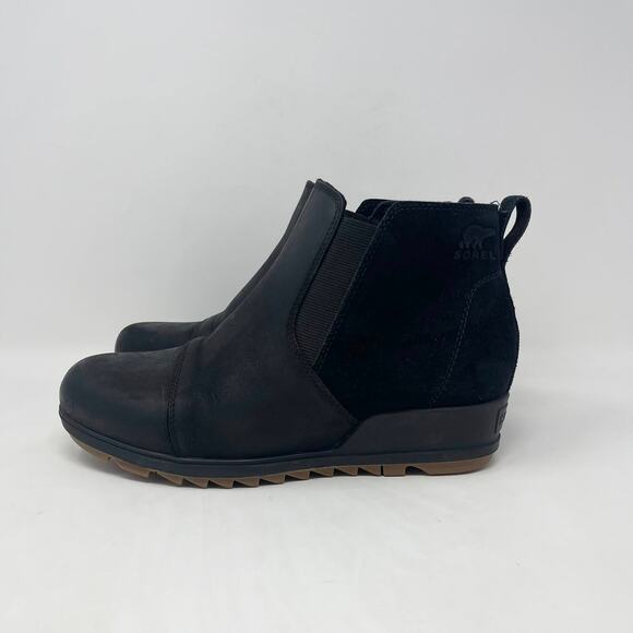 Sorel Evie Ankle Boot Womens 11 Black‎ Leather Slip-On Winter Snow NL3816-010 - Picture 4 of 10